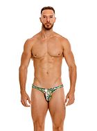 Men's tanga briefs, tropical pattern